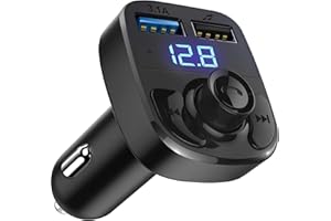 Bluetooth Car Adapter FM Wireless Bluetooth Transmitter, Car Charger MP3 Player Hands-Free Calling with 2 USB Fast Charger 5V