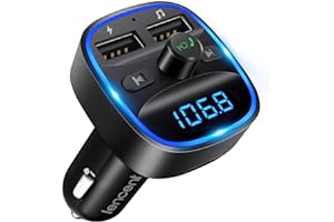 LENCENT FM Transmitter, Bluetooth Wireless Radio Adapter Car Kit with 2 USB Ports Car Charger MP3 Player Support TF Card & Di