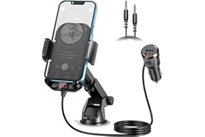 Bluetooth Car Adapter 3 in 1 FM Transmitter Car Radio Bluetooth Transmitter With Phone Holder, QC3.0 Fast Charging, Strong Mi