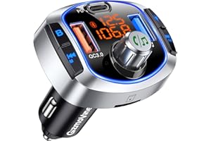 GizmoVine FM Transmitter for Car with 81W Fast Charge (PD 45W & QC3.0 36W), Bluetooth 5.4 Wireless Radio Adapter, Hands-Free 