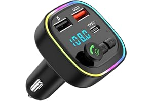 Car Bluetooth Transmitter, 5.3 FM Bluetooth Car Adapter, PD 20W & QC 3.0 Fast Charging, FM Bluetooth Transmitter Dual Usb+1 T