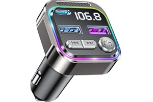 GizmoVine Bluetooth Car Adapter, Radio Receiver Audio FM Transmitter, Wireless Hands Free Phone Digital Kit, USB C QC PD 36W 