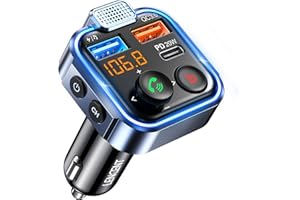 LENCENT Bluetooth FM Transmitter, Wireless Bluetooth 5.0 Radio Adapter Car Kit, USB C QC PD 30W Fast Charger, Hands Free Call