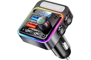 NULAXY 54W Bluetooth 5.3 Car Adapter with 4 Charging Ports [PD 36W & QC3.0 18W], Wireless Radio FM Transmitter, Bluetooth Tra